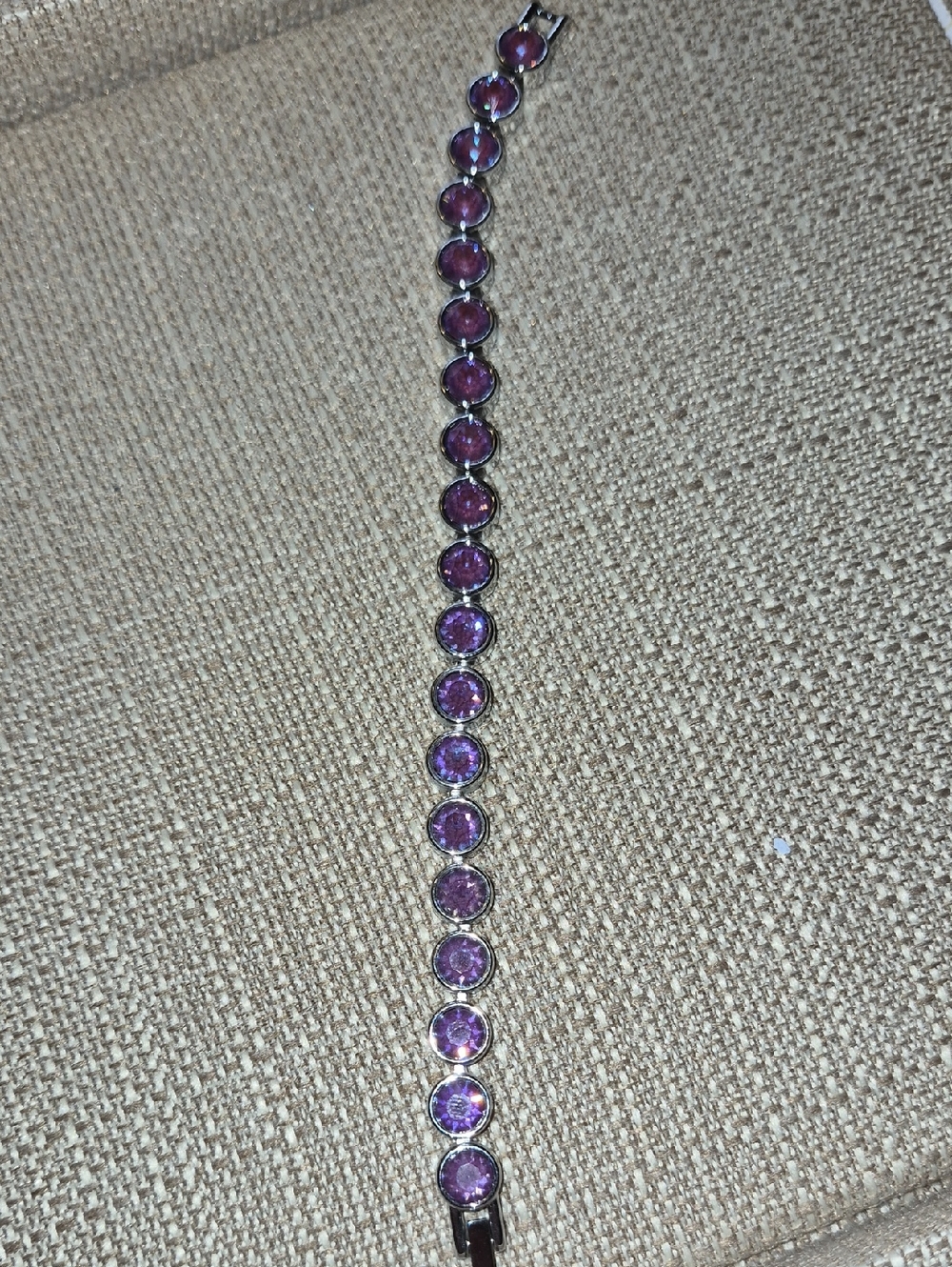 Touchstone Crystal Purple Round Stone Tennis Bracelet